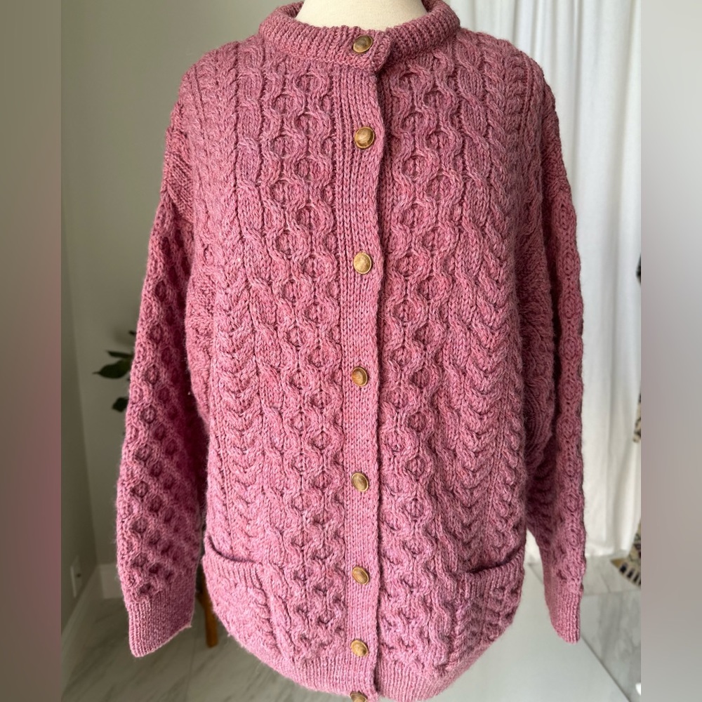 Vintage Clady Knit 100% Pure New Wool Fisherman Sweater - Picture 4 of 10
